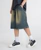 LEMAIN SECOND Bermuda Wide One-Pleat Denim Elastic Shorts [Sand Blue]