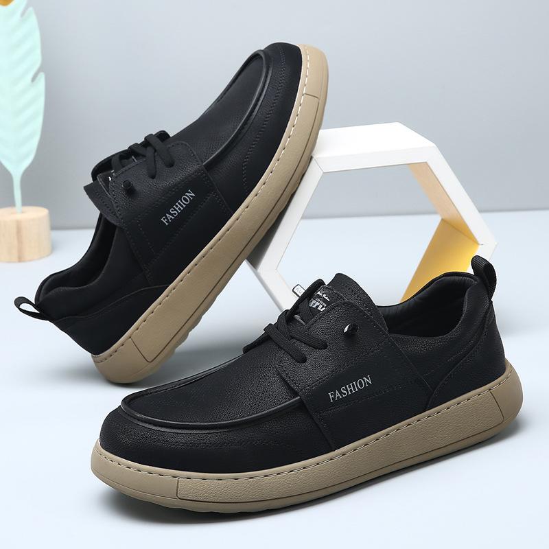 Fashion New Autumn Fashion Business Casual Shoes for Men Solid Color Cow Leather Loafers Male Soft Sole Lace Designer Shoes Man