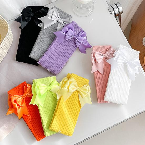 1 Pair Kids Bow Knee High Cotton Socks Cotton Long Socks Adorable Breathable Mid-Calf