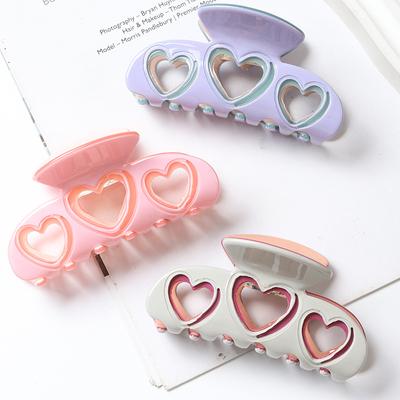 Vintage Hair Clips for Girls Hollow Out Heart Shape Acetate Hair Claws Women Solid Color Hair Clip Hair Accessories Claw Clip