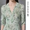 ELLASSAY French V-Neck Printed Silk-Blend Half-Sleeve Dress