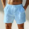 Pantaloni scurți bărbătești din in cu șnur Îmbrăcăminte casual de vară pentru plajă