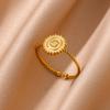 Stainless Steel Sun Rings For Women Gold Color Round Sun Opening Geometric Ring Vintage 2024 Trending Luxury Jewelry Gift