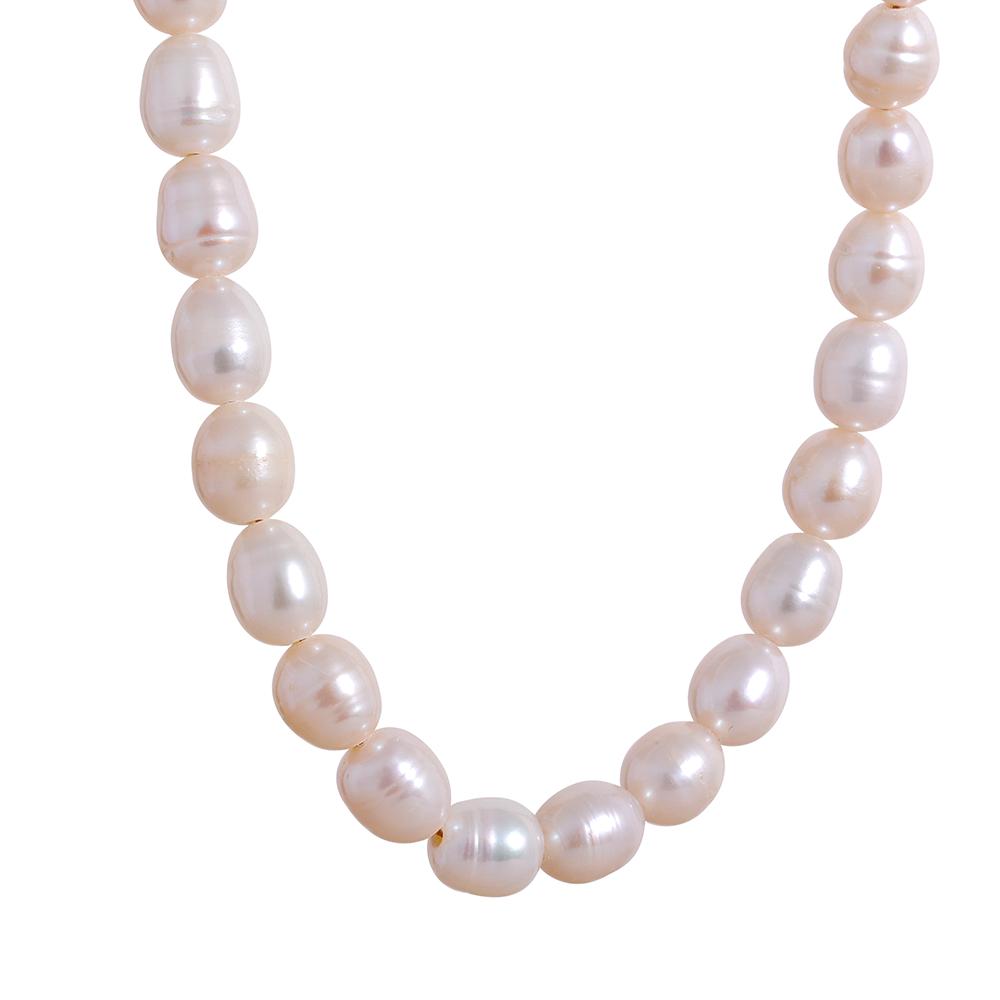 Yhpup Luxury Freshwater Natural Pearls Beads Clavicle Necklace Women Gift Fashion Stainless Steel Waterproof Handmade Jewelry