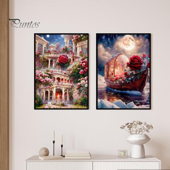 

5D красочные стразы, художественный комплект, цветочная лодка, лунный узор, сделай сам, ремесло, комплект для рисования стразами для взрослых и детей, домашний декор