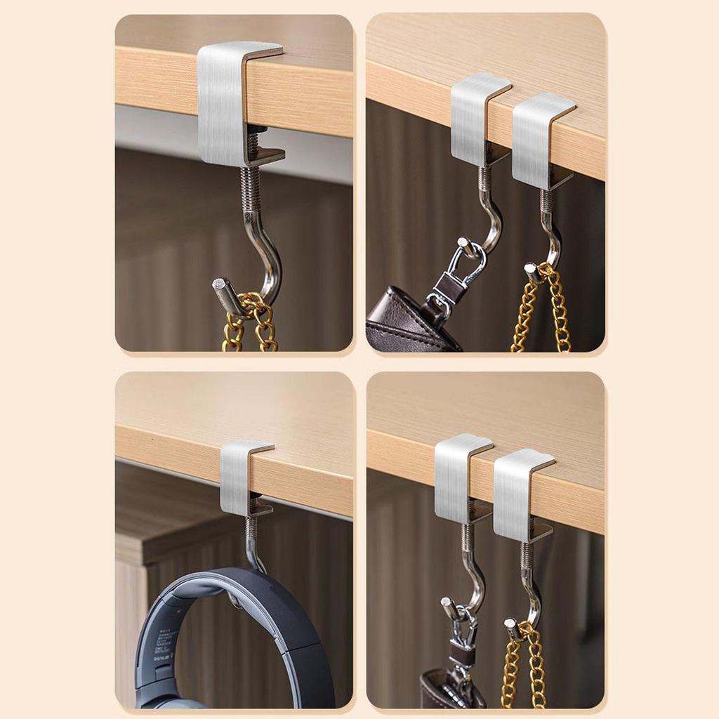4/6pcs Multipurpose Table Hooks For Bags In Silver Finish Multifunctional Table Purse Hangers Desk Organizers