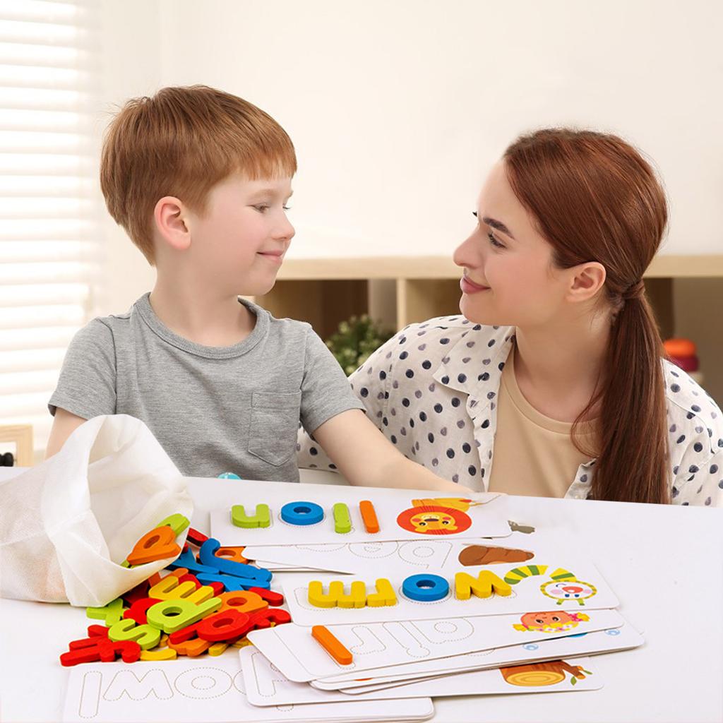 Cheers Education Wooden Alphabet Spelling Game For Kids Alphabet Puzzle Toy Educational Learning Toys Playing Spell Earth Movers