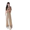 145cm Rainbow Knit Sticky Rice Wide-Leg Pants for Women, Petite, Autumn/Winter 2025, Floor-Length, Loose Fit.