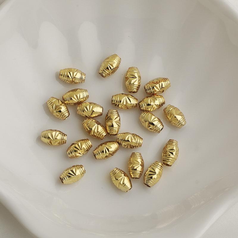14K Gold Filled Frosted Oval Crystal Bead Spacers for DIY Bracelet Jewelry