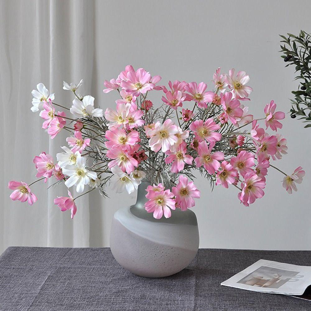 Samtmaterial Künstliche Seidenblume 60CM Länge Gerbera-Stil Kunstseidenblume Beflockung Cosmos Künstliche Blume