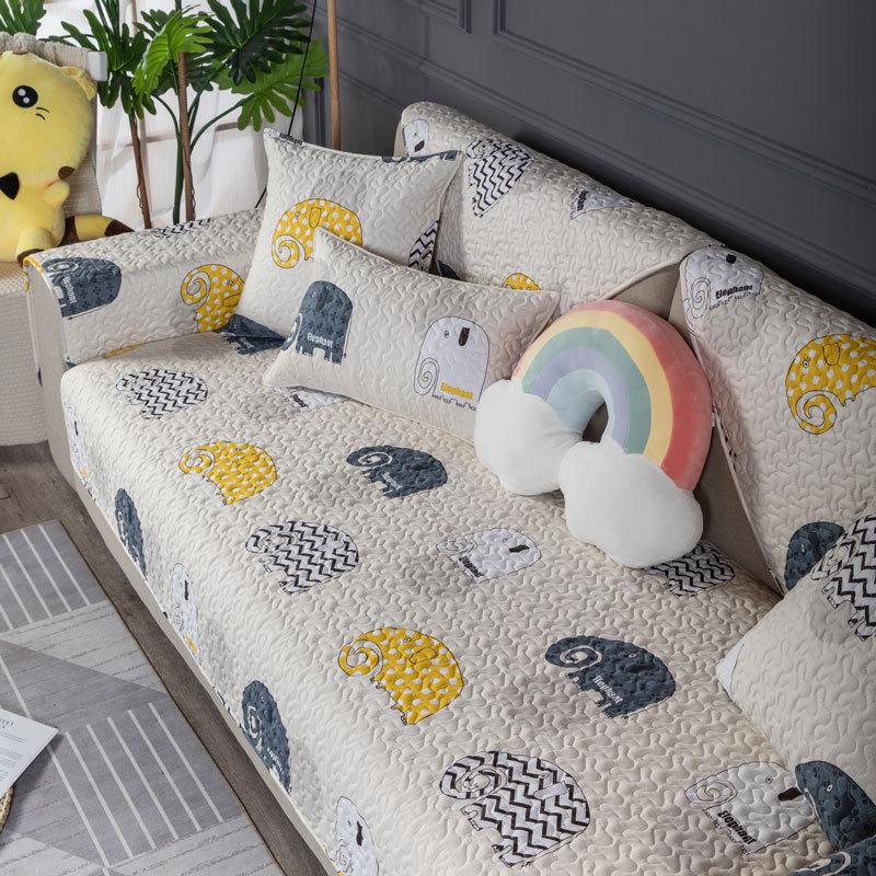 Pure Cotton Sofa Cushion Universal In All Seasons, Cotton Fabric Non-Slip Seat Cushion Cover Cloth, Simple Modern Sofa Cover Towel Seat Cushion