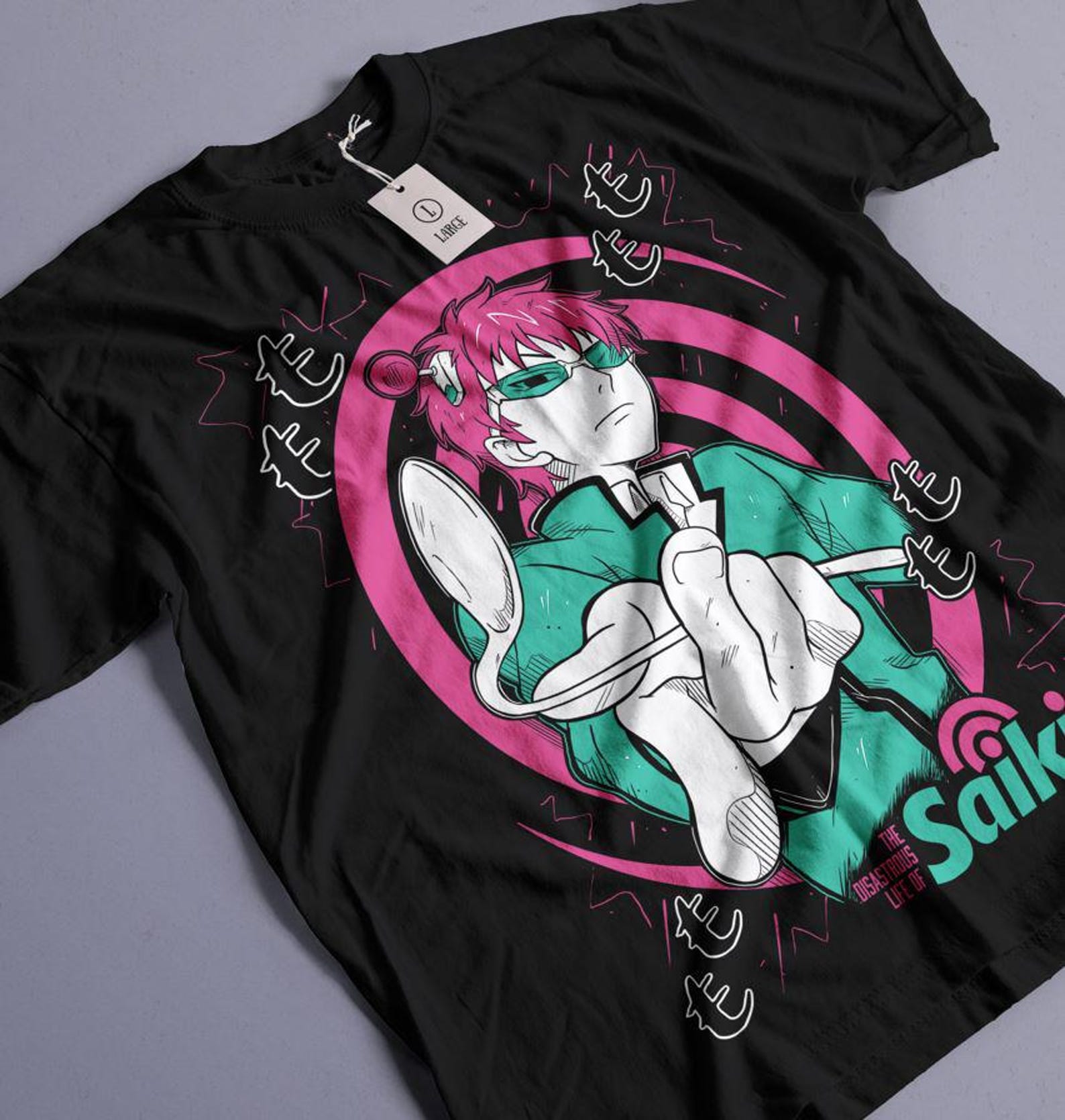 SAIKI K  раздраженное лицо  Saiki Kusuo no Sai Nan ФУТБОЛКА XL