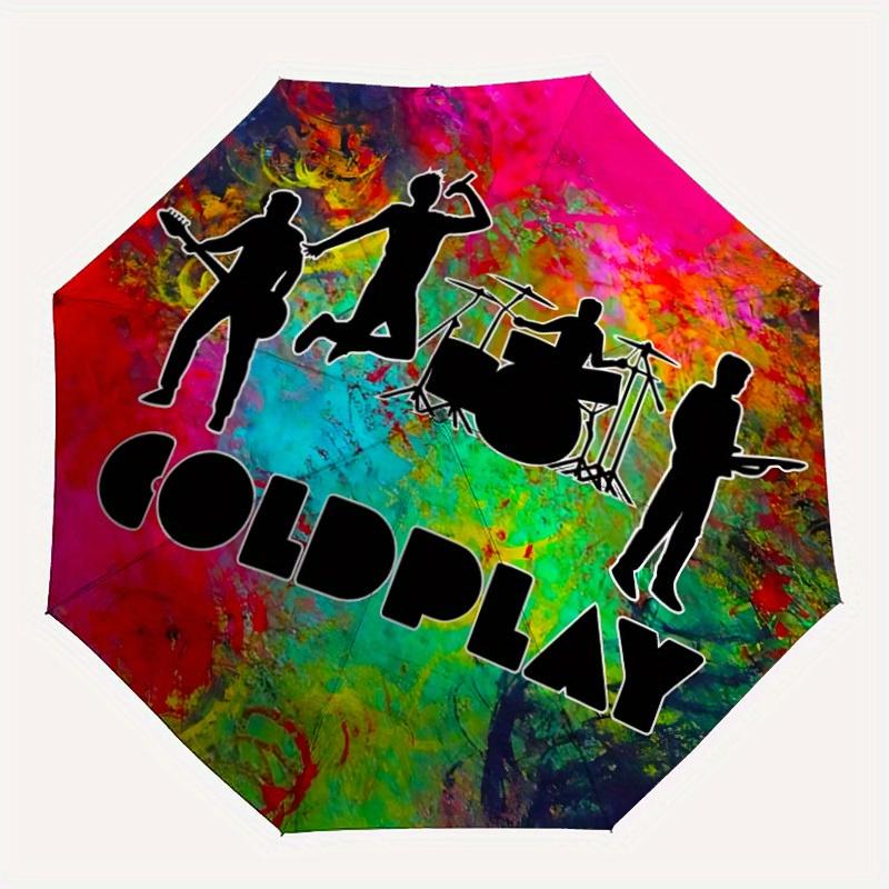 

1pc Coldplay Band Logo Automatic Umbrella 8-Bone Design Compact Gear for Outdoor Travel, Perfect Gift for Friends yy250821105