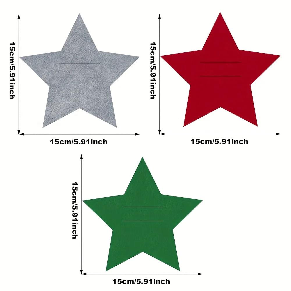 12pcs Christmas Star Five-Pointed Table Mats, Felt Fork and Spoon Bag Set, Christmas Table Decoration Tableware Bag, Christmas