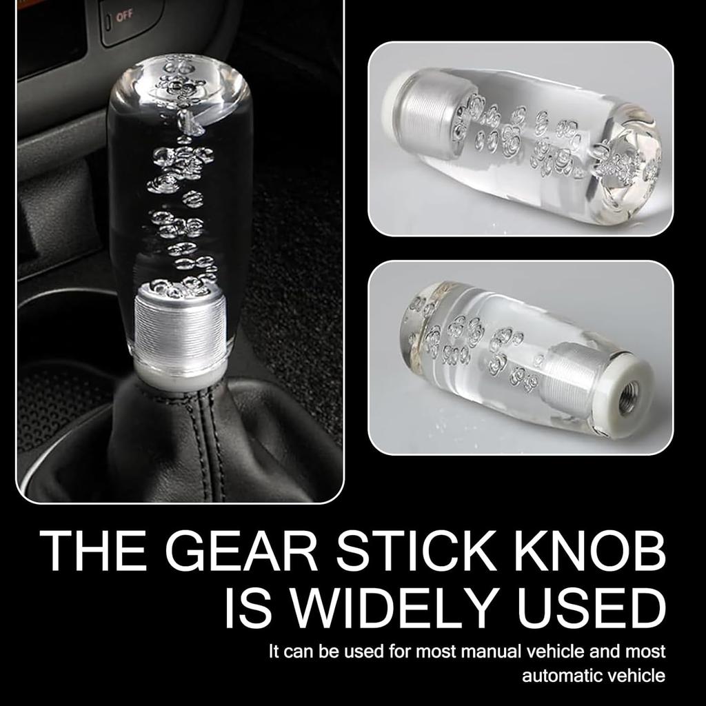 1 PC Car Speed Shift Knob, 3.94" X 1.7" X 1.18", Transparent Crystal Bubble Gear Shift Knob with LED Lights, Easy To Install, Suitable for Most Car