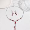Bridal Jewelry Set Red Necklace Stud Earrings Two-Piece Set Wedding Dress Accessories Elegant Red Suit Women