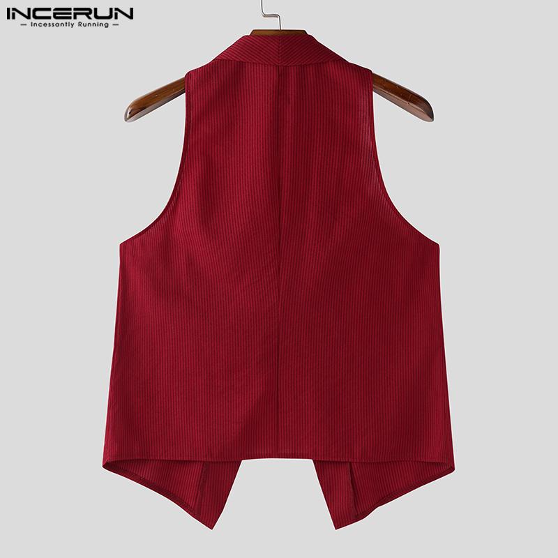 INCERUN Two Pieces Men Striped Sleeveless Vest and Zip-up Long Suit Pants Sets