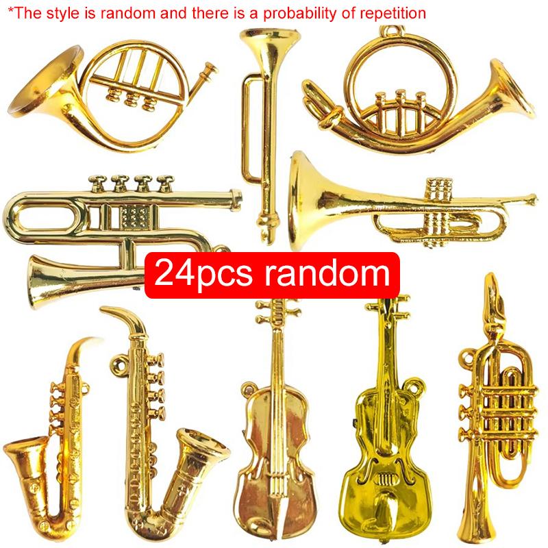 6/12/24pcs Miniature Metal Musical Instrument Ornament DIY Decorative Family Crafts Music Themed Hanging Decorations TMZ