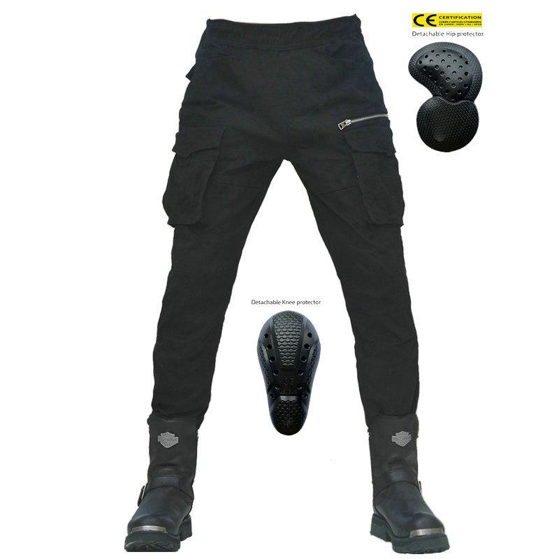 Nouveau + pantalon d'équitation de moto hommes + quatre pantalons décontractés rétro banlieue moto multi-sac pantalon Cargo
