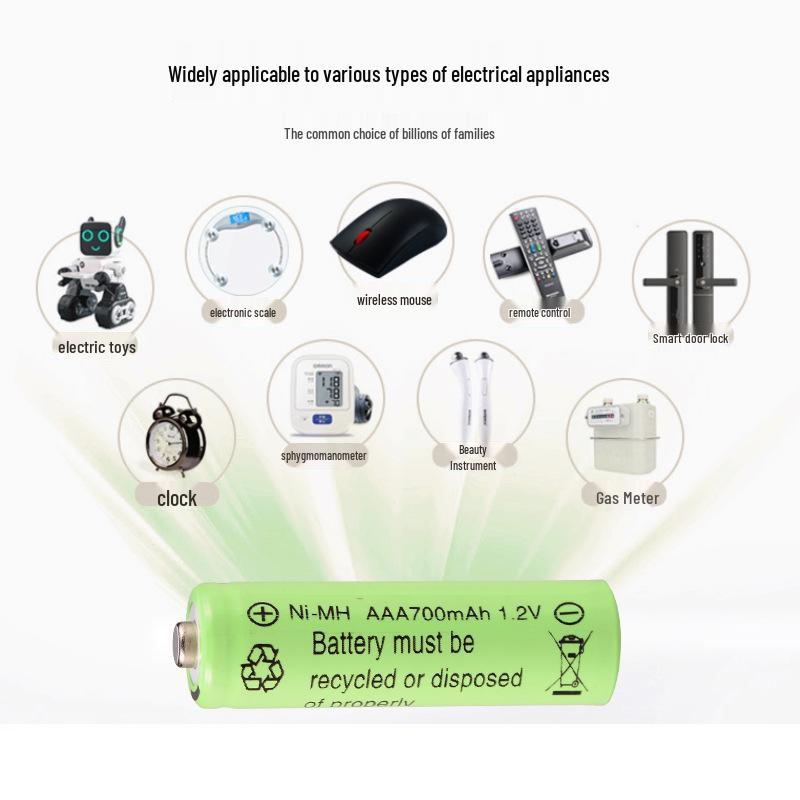 Rechargeable 1.2V Ni-Cr AAA 700mAh Battery for Remote Control Toys