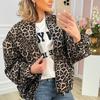 Modna Vintage Zamek Długi Rękaw Luźna Kurtka Kobiety Retro Okrągły Dekolt High Street Casual Płaszcz Nowy Design Panterka Kobieca Jesień Odzież Wierzchnia