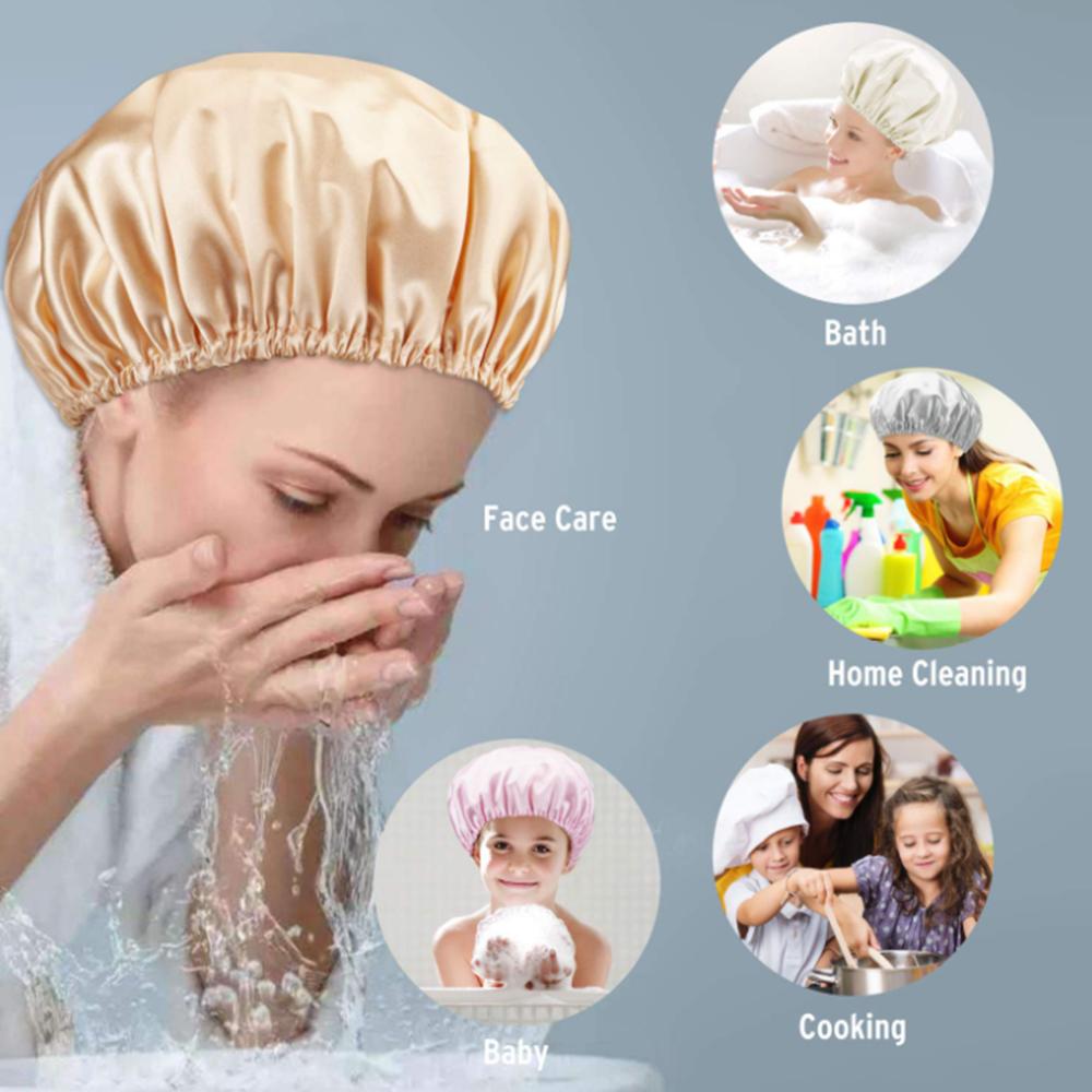 Waterproof Bath Hat Bathroom Shower Hair Cover Women Supplies Shower Cap Adult Shower Bath Bathing Caps Bathroom Shower Caps