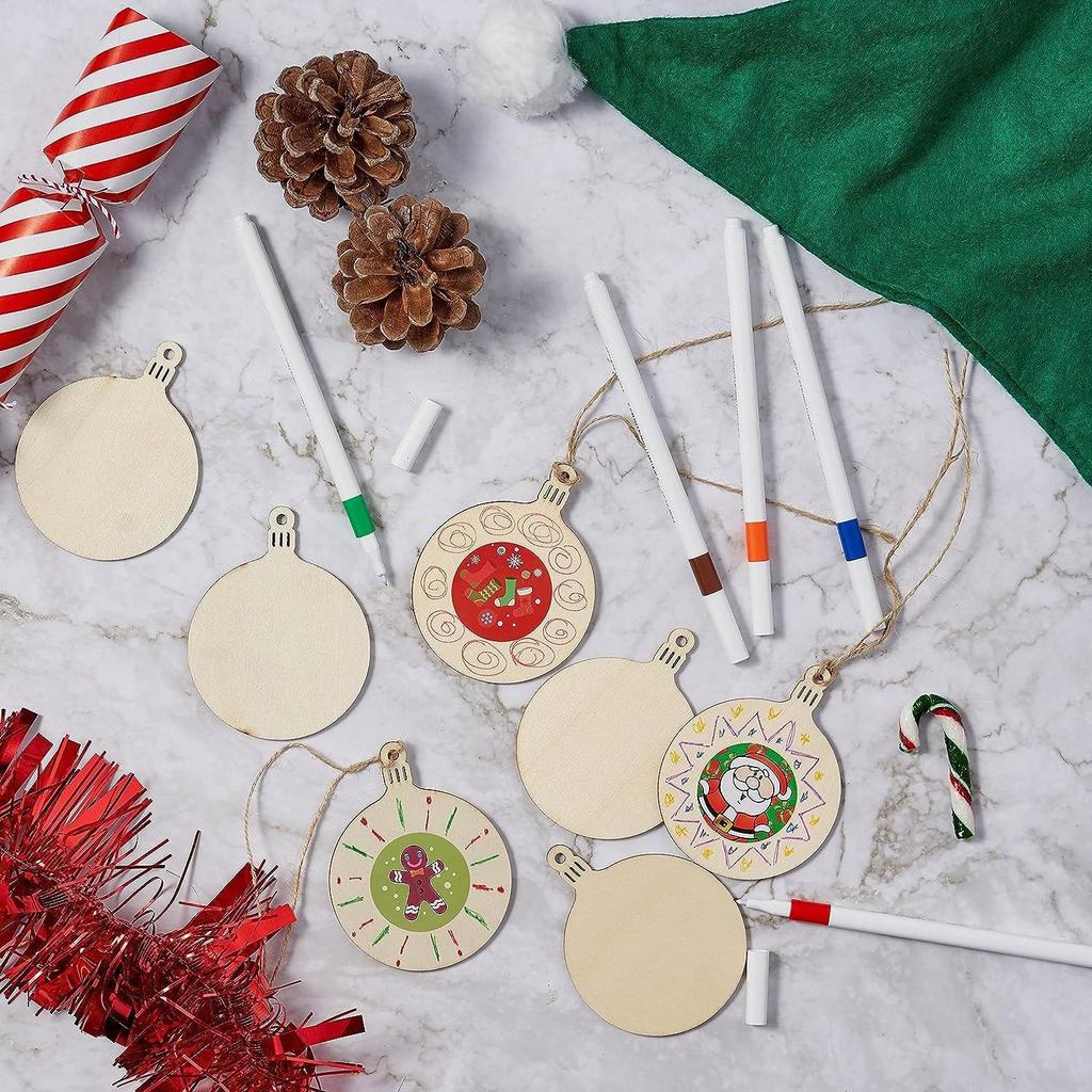 10/20/30X Świąteczne Drewniane Ozdoby Rękodzielnicze Wiszące Bombki Puste Kształty Rekwizyty na Drzewko