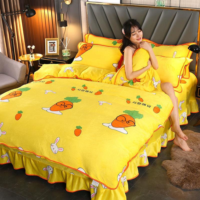 Buy Thickened Coral Fleece Fourpiece Warm Doublesided Flannel Quilt