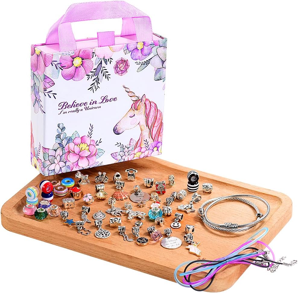 Charm Bracelet Making Kit, A Unicorn Girls Toy That Inspires Creativity and Imagination, Crafts for Ages 8-12 with Jewelry Making&Art KitPerfectGifts