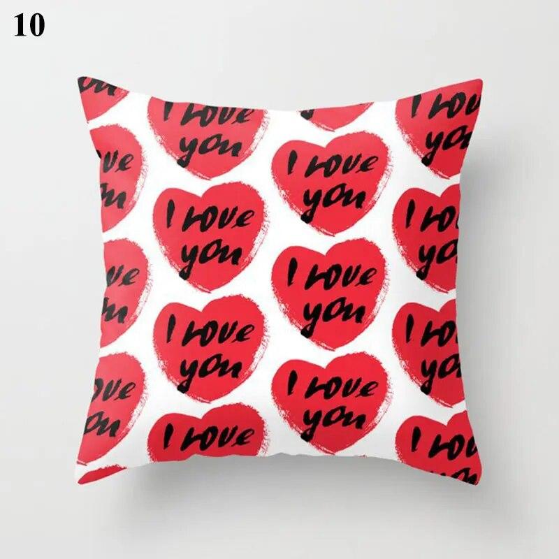 Red Cushion Cover Geometric Print Pillowcase  Wedding Decor