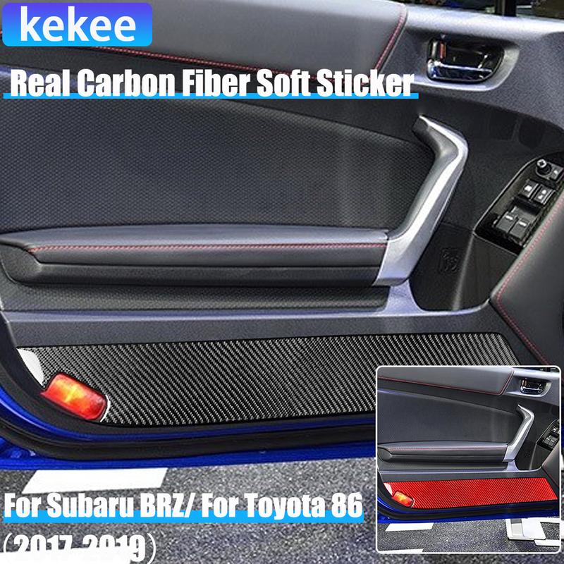 Real Carbon Fiber Car Accessories Door Decorative Panel Cover Soft Sticker For Subaru BRZ Toyota 86 GT86 2017 2018