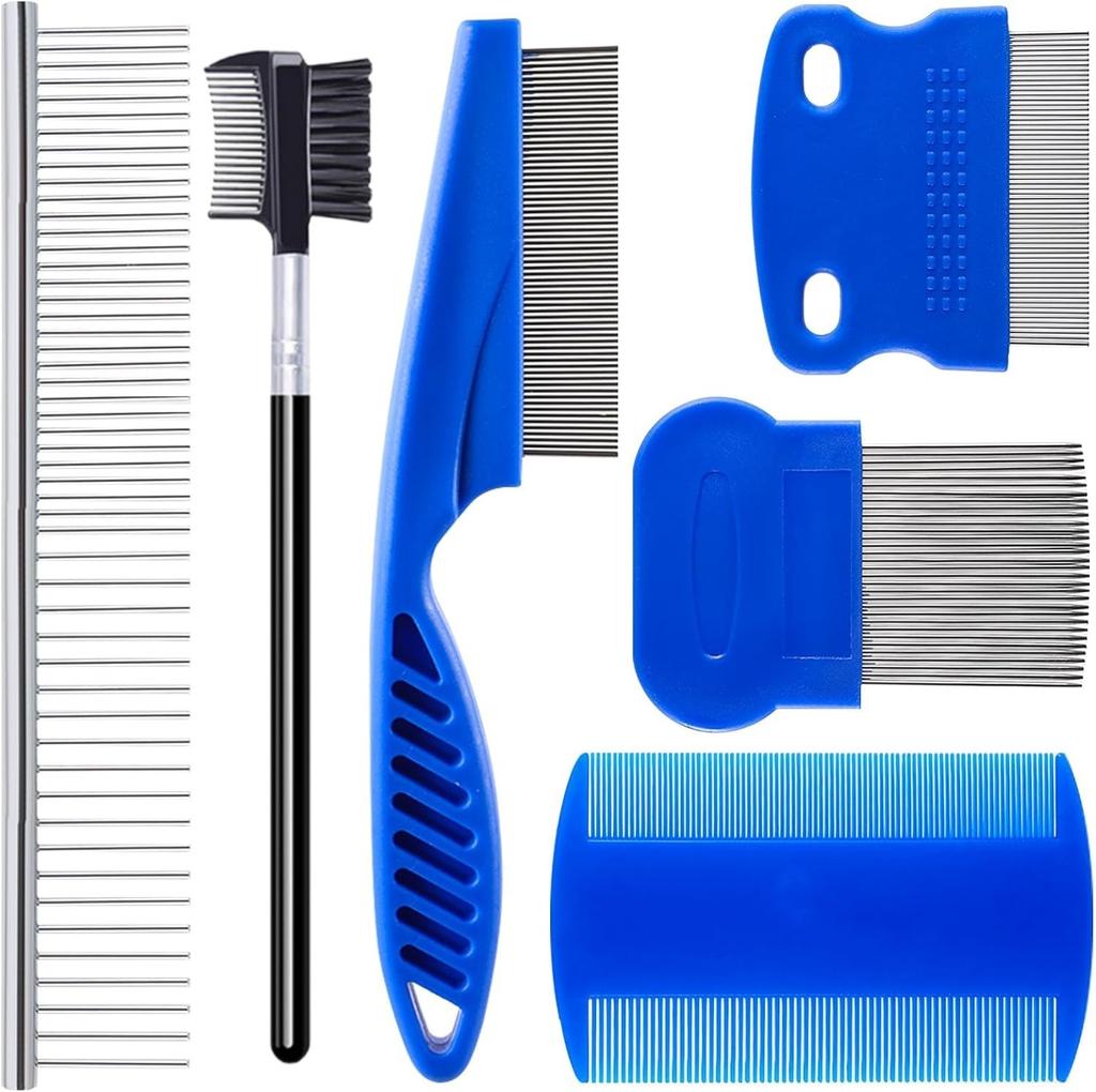 Pets Grooming Comb Kit for Small Dogs Puppies Cat for Tear Stain Remover, 2-in-1 with Round Teeth To Remove Knots Crust Mucus