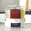 Grain Storage Container Dispenser Sealed 360 Degree Rotating Rice Dispenser Kitchen Multiple Section Dry Cereal Dispenser Box