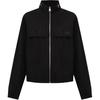 AMIPARIS Logo Print Zipper Drop Shoulder Long Sleeve Windbreaker Unisex Outerwear Black UJK058PA0009-BLACK