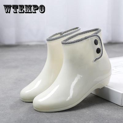 Sunny and Rainy Two-Wear Fashion Regenstiefel Damen Kurze Regenstiefel Erwachsene rutschfeste Wasserschuhe Frauen Küche Gummischuhe Plus Samt