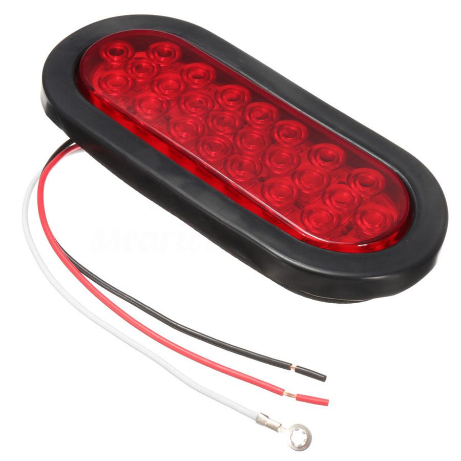 Universal 2X Oval Brake Stop Tail Fog Drl Turn Sealed Marker Lights Flush Mount 6" Inch 24 Led Truck Trailer Boat Utility Red Lens Waterproof 12V