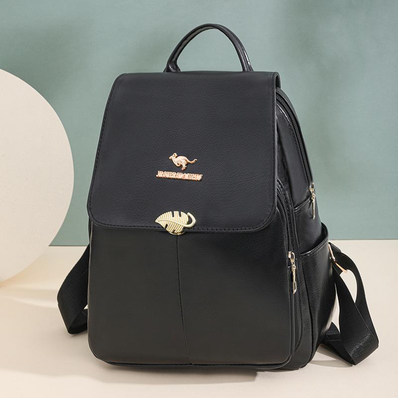 Multi-Purpose Backpack Retro Commuter Women's Large Capacity Solid Color Travel Backpack