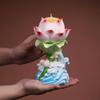 Lotus Ceramic Butter Lamp Holder for Buddhist Offerings - Candlestick & Candle Holder Ornament