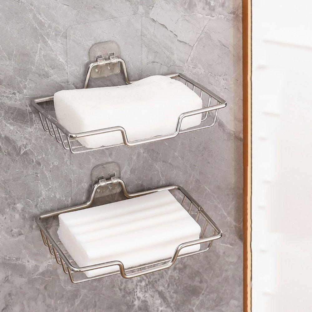 No Punching Wall Mounted Soap Rack Stainless Steel Soap Dish Durable Soap Holder  Home Bathroom