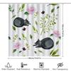 Creative Floral Cat Print Shower Curtain, Bathroom Decor, Waterproof Fabric Pink Rose Green Leaves Design For Home Decoration (W