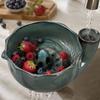Self Spinning Strainer Ceramic Berry Washing Bowl Fruit Cleaning Basin Vegetables