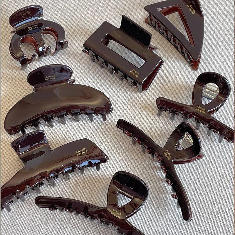 Chocolate Acetate Shark Hair Claw Elegant Women High Grade Back Head Hair Clip Fashion Luxury Solid Color Hair Grab Daily Hair Accessories