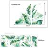 Tropical Leaves Wall Stickers, Green Botanical Removable Decals for Living Room Bedroom Home Interior Wall Decor