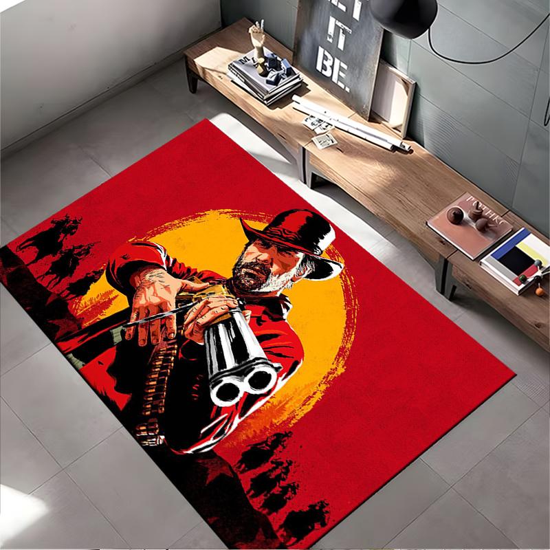 Cowboy with Shotgun Design Rug Non-slip rug suitable for living room and bedroom sofas.