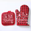 Christmas Microwave Oven Gloves Set Kitchen Household Anti-scalding Baking Christmas Gloves Thickened Insulated Oven Gloves