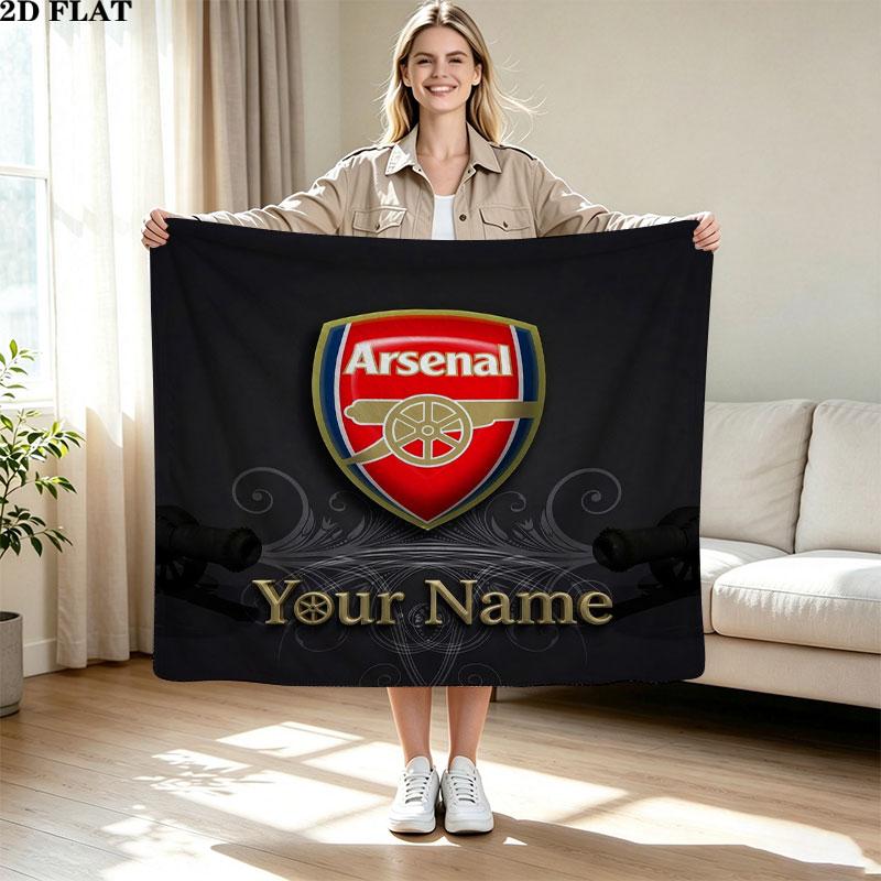 1PC Arsenal F Custom Name Patterned Flannel Blanket Suitable For All Seasons for Home Decor Warmth and Comfort Gifts Holiday Present