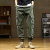 Solid color tied tote overalls men's spring and autumn tide brand pure cotton casual pants men's wear-resistant commuting versatile trousers