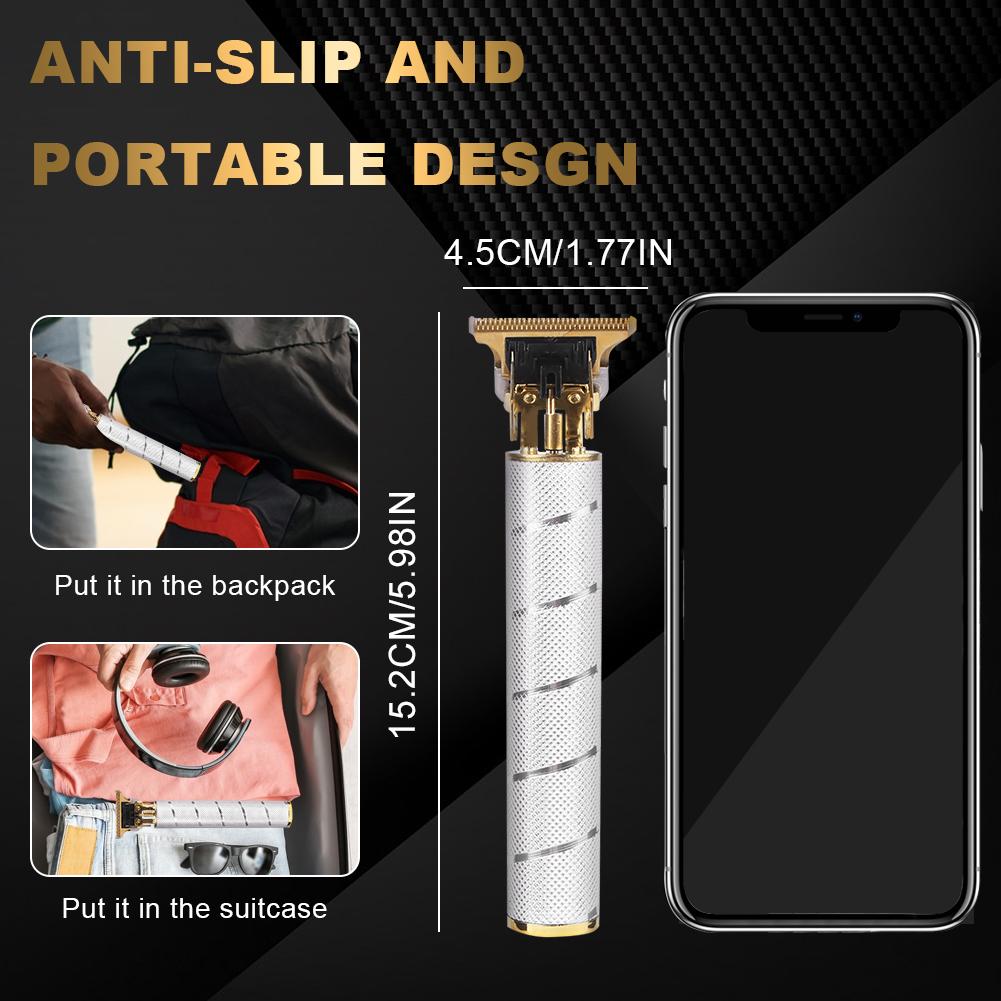 Hair Trimmer Cordless Hair Clipper USB Rechargeable Electric Razor Shaver T Blade Barber Clippers for Hair Removal