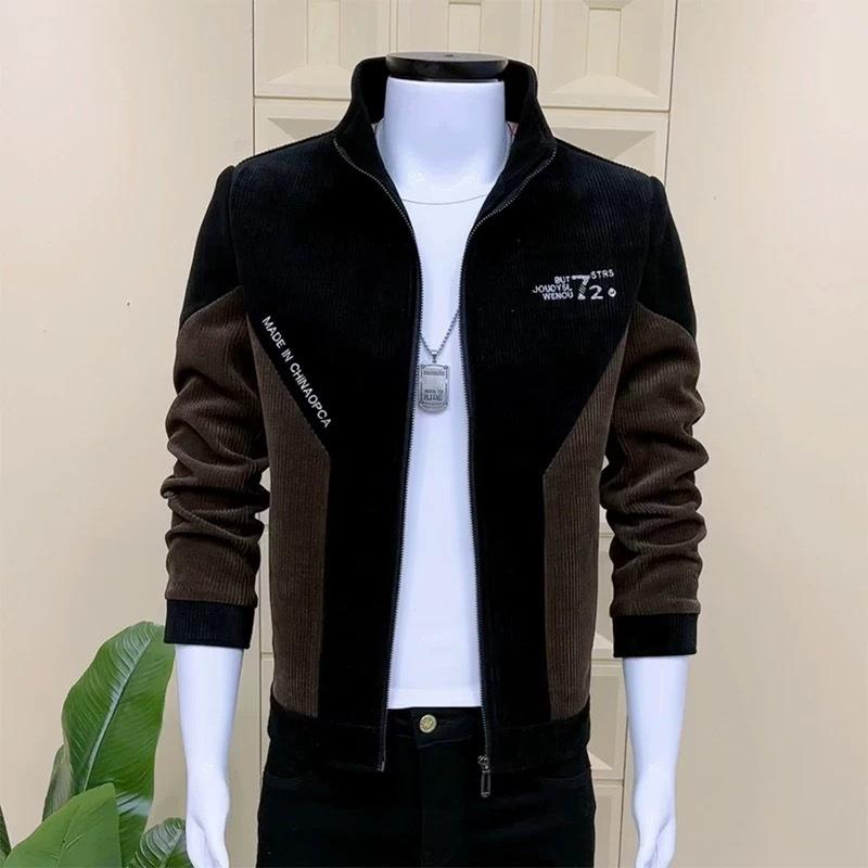 Veste Nouvelle Homme Printemps et Automne Coupe Slim Col Montant Assortiment de Couleurs Haut de Gamme Polyvalente Décontractée Veste Jeune