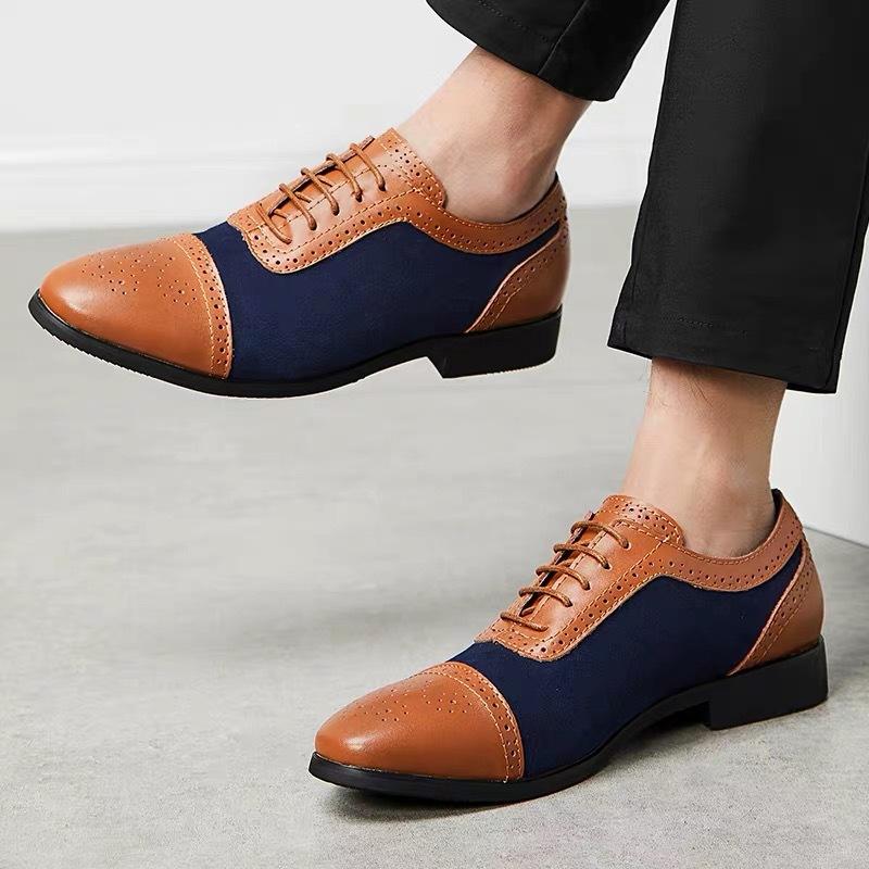 Men's Dress Shoes 2024 NEW Arrival Formal Business Shoes Men Vitage Design Lace-Up Leather Shoes d jkm89